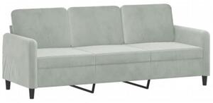 Sofa 3-osobowa z poduszkami, jasnoszara, 180 cm, aksamit