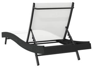 Leżak czarny i biały 197 x 70 x 82 cm polirattan
