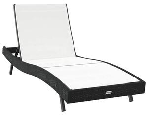 Leżak czarny i biały 197 x 70 x 82 cm polirattan