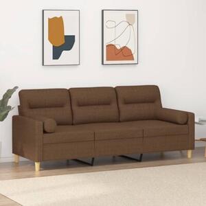Sofa 3-osobowa z poduszkami, brÄ zowa, 180 cm, tkanina