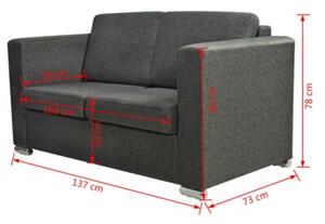Osobowa 2 sofa tapicerowana ciemnoszara