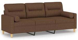 Sofa 3-osobowa z poduszkami, brÄ zowa, 180 cm, tkanina