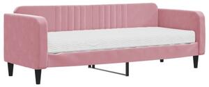 Sofa z materacem do spania, różowa, 80x200 cm, aksamit
