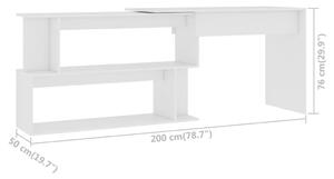 Białe modułowe biurko narożne z półką