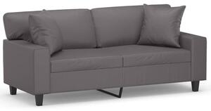 Sofa 2-osobowa z poduszkami, szara, 140 cm, sztuczna skÃ³ra