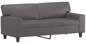 Sofa 2-osobowa z poduszkami, szara, 140 cm, sztuczna skÃ³ra