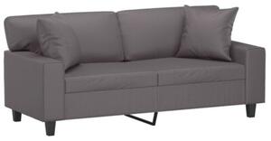 Sofa 2-osobowa z poduszkami, szara, 140 cm, sztuczna skÃ³ra