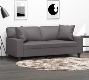 Sofa 2-osobowa z poduszkami, szara, 140 cm, sztuczna skÃ³ra