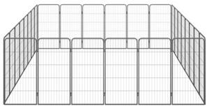 Kojec dla psa, 28 paneli, czarny, 50x100 cm, stal