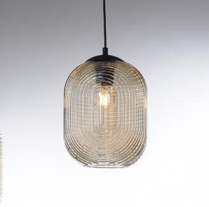 Lampa wisząca Art Deco czarna z bursztynowym szkłem 3 światła - Chris Oswietlenie wewnetrzne