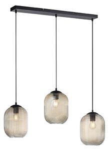 Art deco hanglamp zwart met amber glas 3-lichts - Chris Oswietlenie wewnetrzne