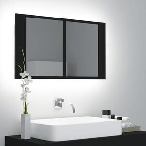 Szafka łazienkowa z lustrem i LED, czarna, 80x12x45 cm, akryl