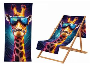 Ręcznik Plażowy Kąpielowy Szybkoschnący Na Basen 70x140cm Mikrofibra Żyrafa