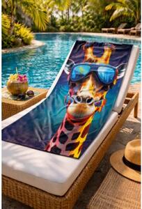 Ręcznik Plażowy Kąpielowy Szybkoschnący Na Basen 70x140cm Mikrofibra Żyrafa