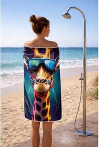 Ręcznik Plażowy Kąpielowy Szybkoschnący Na Basen 70x140cm Mikrofibra Żyrafa