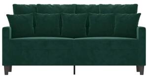 Sofa 2-osobowa, ciemnozielona, 140 cm, tapicerowana aksamitem