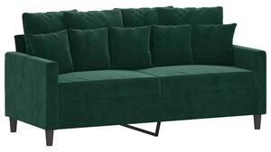 Sofa 2-osobowa, ciemnozielona, 140 cm, tapicerowana aksamitem