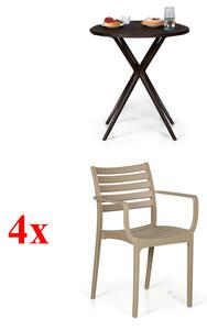 4x Fotel SLENDER, beżowe + Stolik COFFEE TIME GRATIS