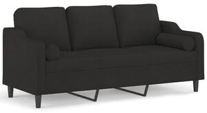 Sofa 3-osobowa z poduszkami, czarna, 180 cm, tkanina