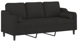 Sofa 3-osobowa z poduszkami, czarna, 180 cm, tkanina