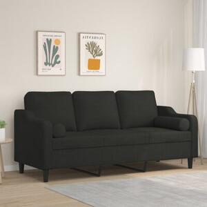 Sofa 3-osobowa z poduszkami, czarna, 180 cm, tkanina