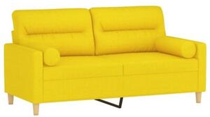 Sofa 2-osobowa z poduszkami, jasnoÅ¼Ã³Åta, 140 cm, tkanina