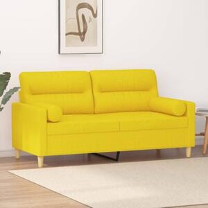 Sofa 2-osobowa z poduszkami, jasnoÅ¼Ã³Åta, 140 cm, tkanina