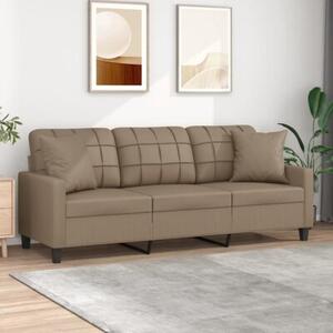 Sofa 3-osobowa z poduszkami, cappuccino, 180 cm, sztuczna skÃ³ra