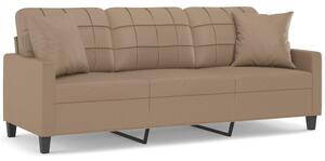 Sofa 3-osobowa z poduszkami, cappuccino, 180 cm, sztuczna skÃ³ra