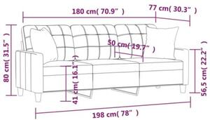 Sofa 3-osobowa z poduszkami, cappuccino, 180 cm, sztuczna skÃ³ra