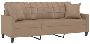 Sofa 3-osobowa z poduszkami, cappuccino, 180 cm, sztuczna skÃ³ra