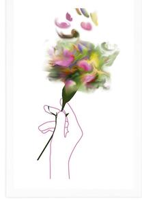 Plakat passepartout piękny malowany kwiat