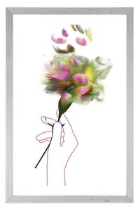 Plakat passepartout piękny malowany kwiat