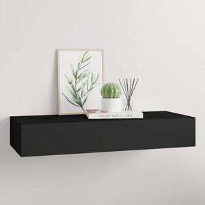 Półka ścienna z szufladą, czarna, 60 x 23,5 x 10 cm, mdf
