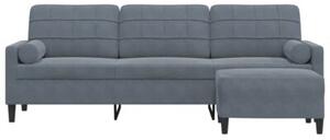Sofa 3-osobowa z podnÃ³Å¼kiem, ciemnoszara, 210 cm, aksamit