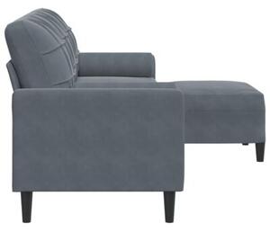 Sofa 3-osobowa z podnÃ³Å¼kiem, ciemnoszara, 210 cm, aksamit