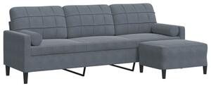 Sofa 3-osobowa z podnÃ³Å¼kiem, ciemnoszara, 210 cm, aksamit