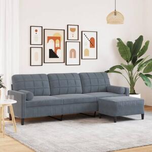Sofa 3-osobowa z podnÃ³Å¼kiem, ciemnoszara, 210 cm, aksamit