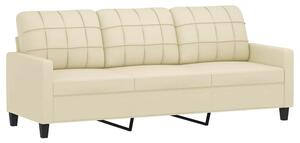 Sofa, 3-osobowa kremowa, 180 cm, sztuczna skÃ³ra