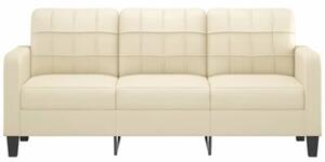 Sofa, 3-osobowa kremowa, 180 cm, sztuczna skÃ³ra
