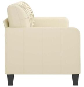 Sofa, 3-osobowa kremowa, 180 cm, sztuczna skÃ³ra