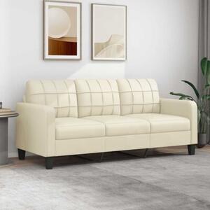 Sofa, 3-osobowa kremowa, 180 cm, sztuczna skÃ³ra
