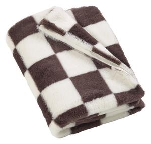 Biały/ciemnobrązowy koc 130x170 cm Cosy Soft Checkerboard – Catherine Lansfield