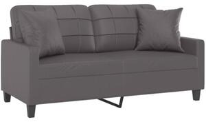 Sofa 2-osobowa z poduszkami, szara, 140 cm, sztuczna skÃ³ra