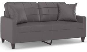 Sofa 2-osobowa z poduszkami, szara, 140 cm, sztuczna skÃ³ra