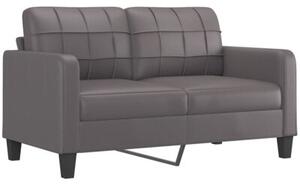 Sofa 2-osobowa z poduszkami, szara, 140 cm, sztuczna skÃ³ra