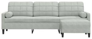 Sofa 3-osobowa z podnÃ³Å¼kiem, jasnoszary, 210 cm, aksamit