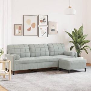 Sofa 3-osobowa z podnÃ³Å¼kiem, jasnoszary, 210 cm, aksamit