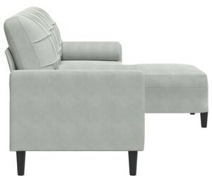 Sofa 3-osobowa z podnÃ³Å¼kiem, jasnoszary, 210 cm, aksamit