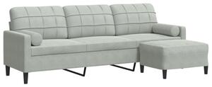 Sofa 3-osobowa z podnÃ³Å¼kiem, jasnoszary, 210 cm, aksamit